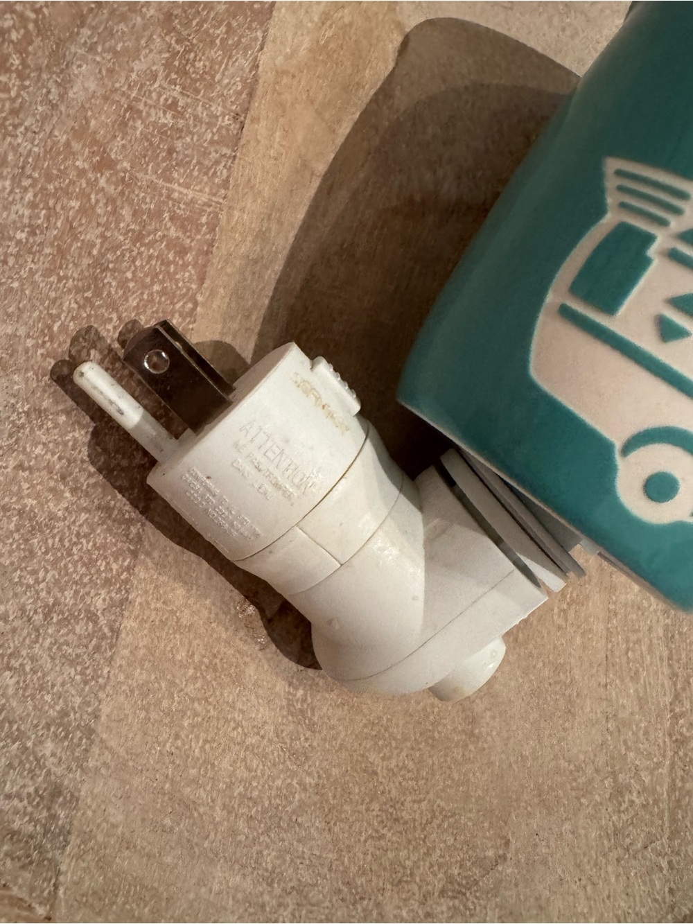Scentsy Teal and White Happy Camper Ceramic Plug-In Warmer - Picture 4 of 6